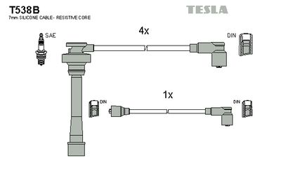 Комплект проводов зажигания TESLA T538B для MITSUBISHI L400