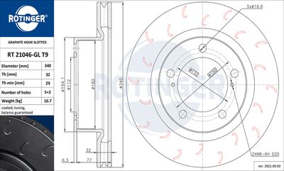 спирачен диск ROTINGER RT 21046-GL T9