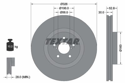 Тормозной диск TEXTAR 92167900 для TOYOTA GT