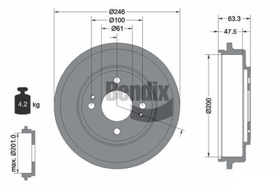 Тормозной барабан BENDIX Braking BDM1108 для HONDA CITY