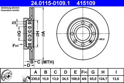 Тормозной диск ATE 24.0115-0109.1 для AUDI A2