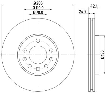 Тормозной диск HELLA 8DD 355 109-241 для OPEL SIGNUM