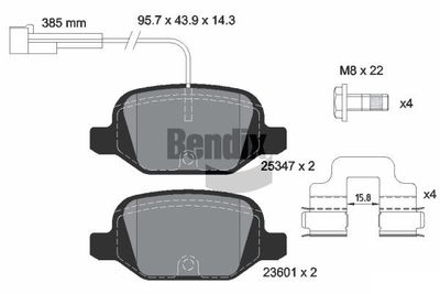 Sada brzdových destiček, kotoučová brzda BENDIX Braking BPD1443