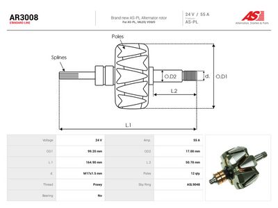 AS-PL - Rotor alternátora , AR3008