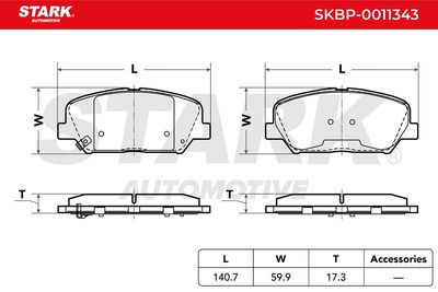 комплект спирачно феродо, дискови спирачки STARK SKBP-0011343