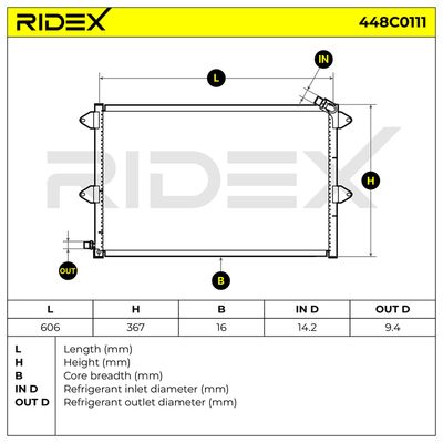 кондензатор, климатизация RIDEX 448C0111