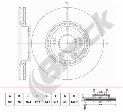спирачен диск BRECK BR 451 VA100