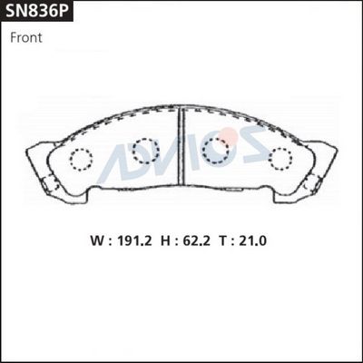 Комплект тормозных колодок, дисковый тормоз ADVICS SN836P для ISUZU ELF