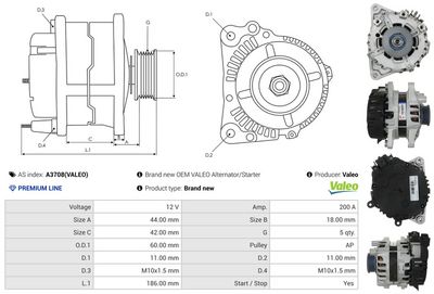 GENERATOR / ALTERNATOR AS-PL A3708VALEO 4