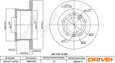 Tarcza hamulcowa DR!VE+ DBD0122C