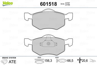 Комплект тормозных колодок, дисковый тормоз VALEO 601518 для MAZDA TRIBUTE