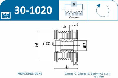 Alternator Freewheel Clutch 30-1020