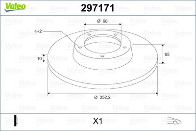 Тормозной диск VALEO 297171 для LADA NOVA