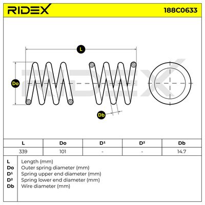 пружина за ходовата част RIDEX 188C0633