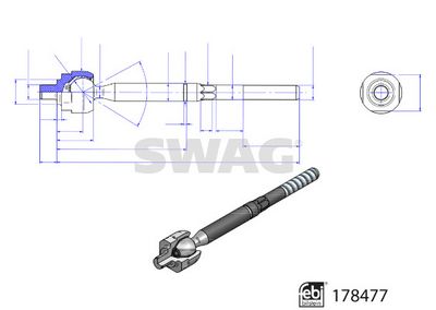 Aksijalni zglob, spona upravljača SWAG 33 10 4545