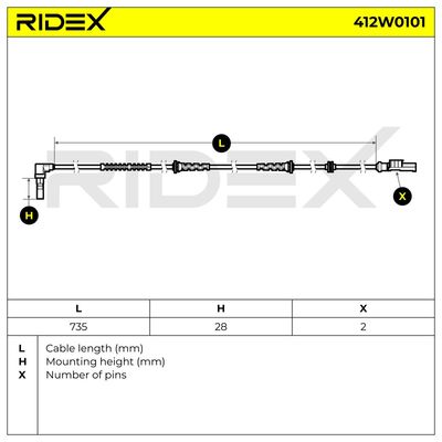 датчик, обороти на колелото RIDEX 412W0101