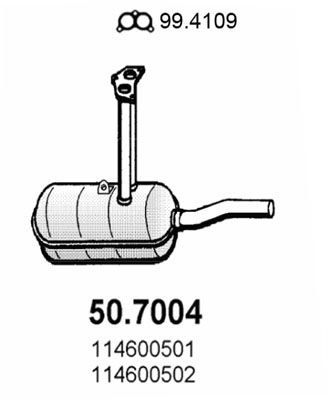 Глушитель выхлопных газов конечный ASSO 50.7004 для SKODA 130