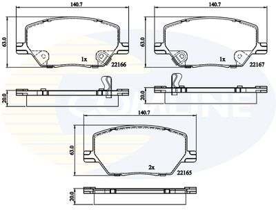 Комплект тормозных колодок, дисковый тормоз COMLINE CBP32294 для JEEP COMPASS