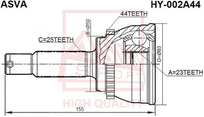 ASVA HY-002A44 ШРУС  для HYUNDAI MATRIX (Хендай Матриx)
