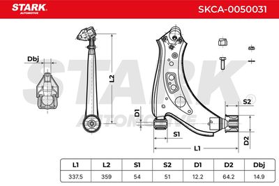 носач, окачване на колелата STARK SKCA-0050031
