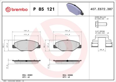 Brake Pad Set, disc brake P 85 121