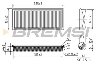 Воздушный фильтр BREMSI FA1046 для LANCIA Y