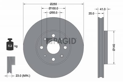 Tarcza hamulcowa PAGID 56521NC
