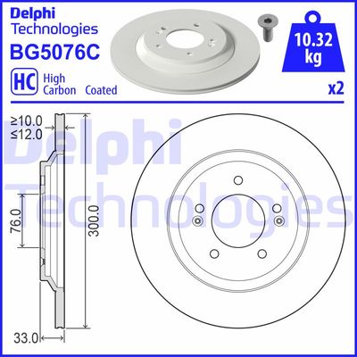 DELPHI BG5076C Тормозные диски  для HYUNDAI i30 FASTBACK (PDE, PDEN) 2.0 N