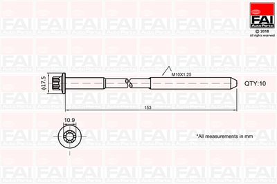 Комплект болтов головки цилидра FAI AutoParts B701 для CHEVROLET TRAX