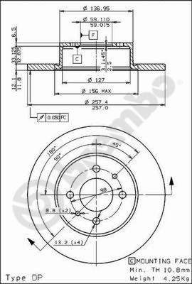 AP 14080 Тормозные диски  для LANCIA THEMA (834_) 2000 i.e (834AB)