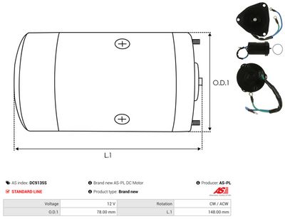 villanymotor AS-PL DC9135S for VOLVO