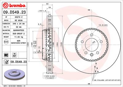 Bromsskiva BREMBO 09.D549.23