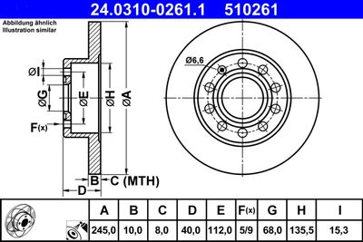 Tarcza hamulcowa 1szt POWER DISC ATE 24.0310-0261.1 produkt