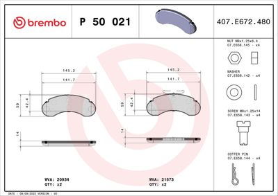 BREMBO Remblokkenset, schijfrem PRIME LINE (P 50 021)