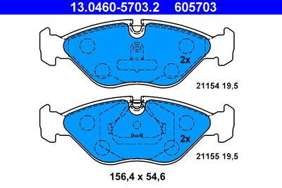 Комплект тормозных колодок, дисковый тормоз ATE 13.0460-5703.2 для SAAB 9000