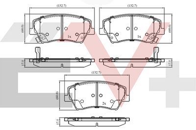 комплект спирачно феродо, дискови спирачки COMLINE CEV32343