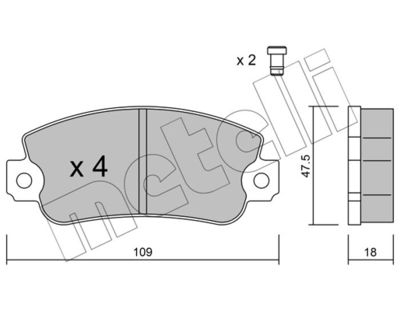 Комплект тормозных колодок, дисковый тормоз METELLI 22-0033-1 для SEAT RONDA