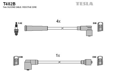 Комплект проводов зажигания TESLA T482B для MAZDA MX-3