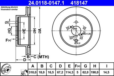 Тормозной диск ATE 24.0118-0147.1 для TOYOTA MARK