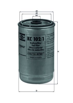 Palivový filtr MAHLE KC 102/1