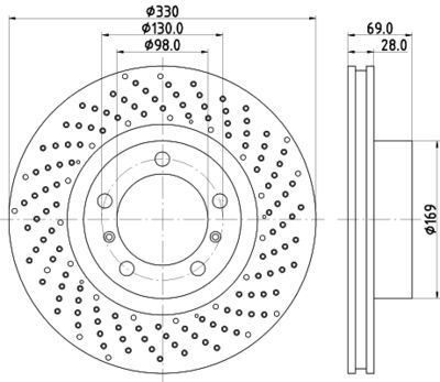 HELLA 8DD 355 125-031 Тормозные диски  для PORSCHE CAYMAN (Порш Каман)