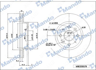 MANDO MBC030179 Тормозные диски MANDO для KIA RIO