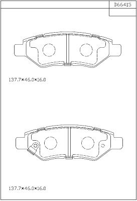 Комплект тормозных колодок, дисковый тормоз ASIMCO KD66415 для CADILLAC CTS