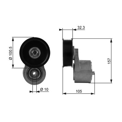 Belt Tensioner, V-ribbed belt GATES T38245