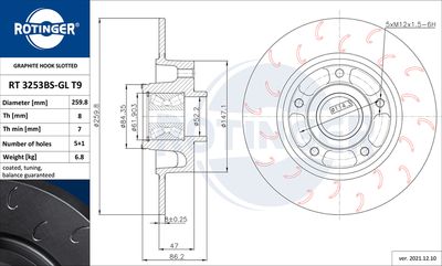 Tarcza hamulcowa ROTINGER RT 3253BS-GL T9
