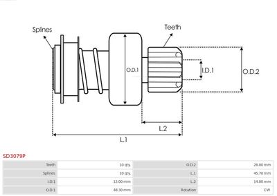 Freewheel Gear, starter SD3079P