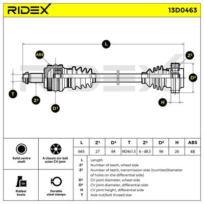 полуоска RIDEX 13D0463