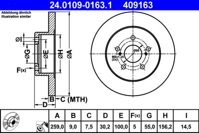Тормозной диск ATE 24.0109-0163.1 для LEXUS CT