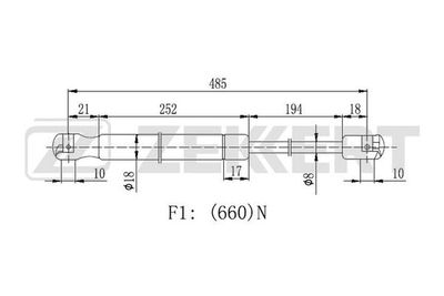 Газовая пружина, крышка багажник ZEKKERT GF-2392 для VAUXHALL ZAFIRA