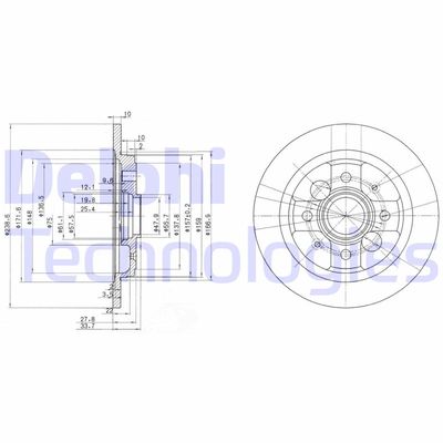 DELPHI BG2667 Тормозные диски  для HONDA INTEGRA (Хонда Интегра)